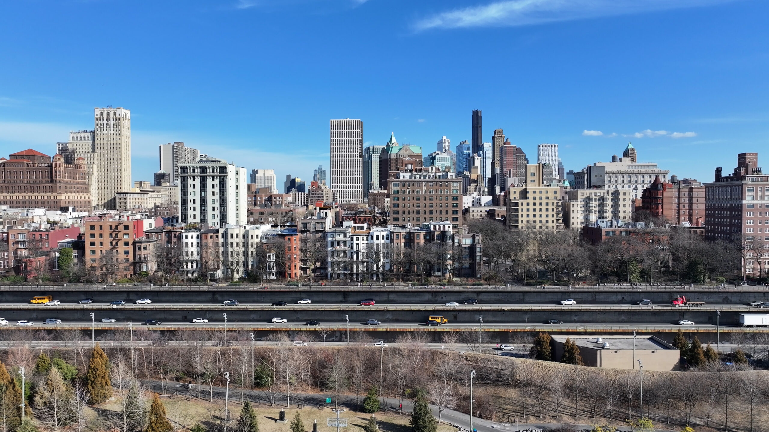 A photo of a city skyline